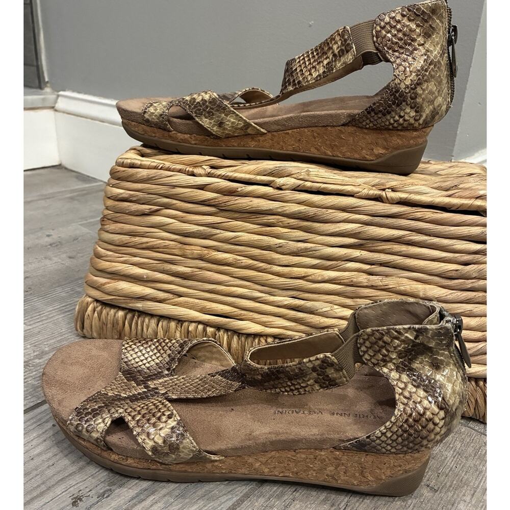 Adrienne Vittadini Tullio Women’s 7.5 Shoes Sandals Wedge Snake Print - Picture 3 of 7